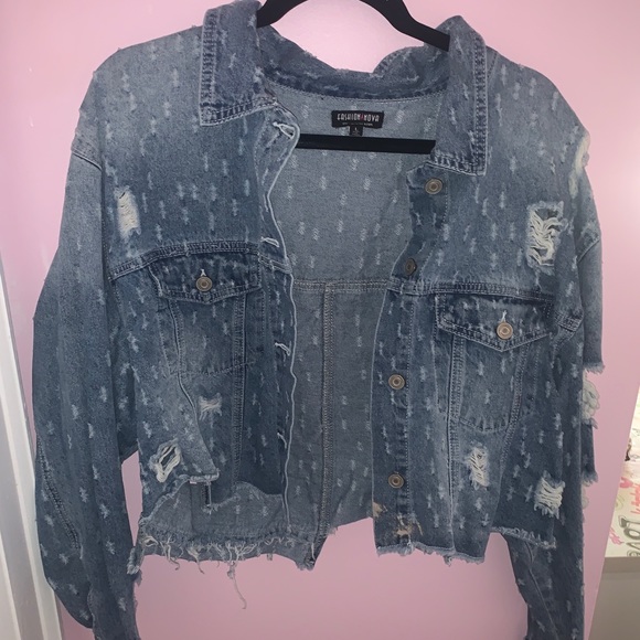 Distressed denim jacket - Picture 1 of 3
